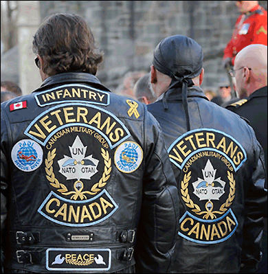 Representatives of the Canadian Forces Veterans Motorcycle Club at the 2008 Quebec City Remembrance Day ceremony.