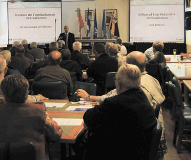 The Veterans Ombudsman, Guy Parent, hosts a town hall in Quebec City in 2011