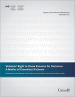 Report of the Veterans Ombudsman - Veterans’ Right to Know Reasons for Decisions: A Matter of Procedural Fairness