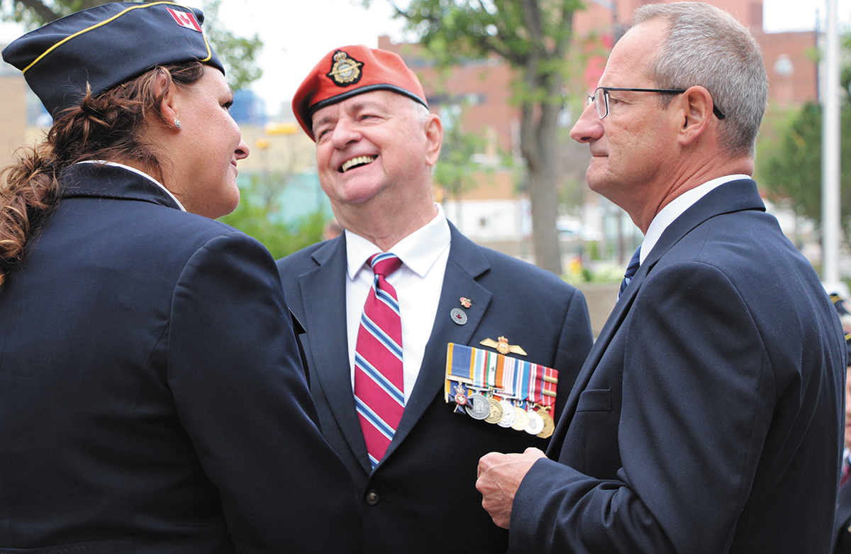 Veterans Ombudsman, Guy Parent, with Deanna Fimrite, Dominion Secretary-Treasurer of ANAVETS, and Jacques Bouchard, Deputy Chair of the Veterans Review and Appeal Board