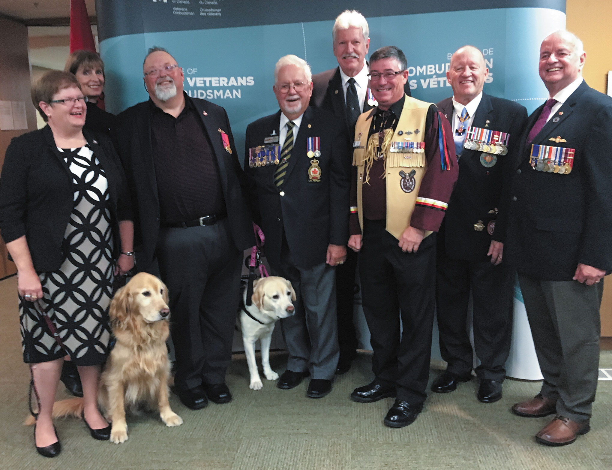 Veterans Ombudsman, Guy Parent, and Deputy Veterans Ombudsman, Sharon Squire, with the 2017 Veterans Ombudsman Commendation recipients